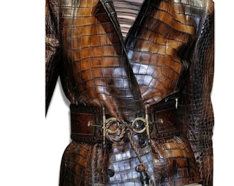 Handmade Women's Lamb Skin Crocodile Embossed Leather -  Ireland