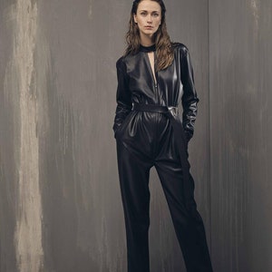 Handmade Women's Lamb Skin Leather Jumpsuit , Leather Outfit, Leather ...