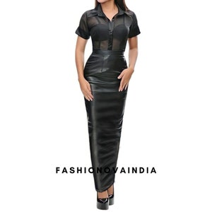 Handmade Women&#39;s Lamb Skin soft  Leather high waist long skirt ,Women&#39;s long Leather skirt , Genuine very soft Leather skirt Made To Order