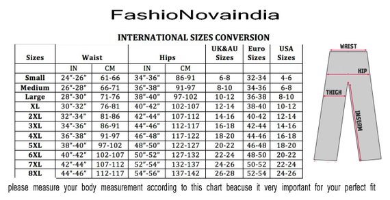 Size Conversion Chart 42 34 Pants International Women's Pants