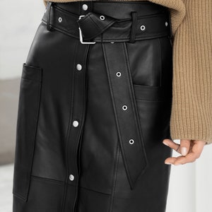 Handmade Women&#39;s Lamb Skin ,Leather skirt , Leather Outfit, Leather skirt , Women&#39;s Full Leather skirt, Genuine Leather skirt Made To Order