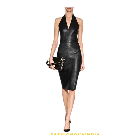 Handmade Lambskin Leather Dress: Women's Halter Outfit