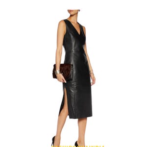 Handmade Lambskin Leather Dress: Women&#39;s Sleeveless Outfit