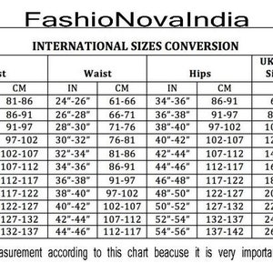 Puede incluir: Tabla de conversi&oacute;n de tallas para ropa de mujer con medidas en pulgadas y cent&iacute;metros. La tabla muestra las tallas de busto, cintura, cadera, Reino Unido/Australia, Europa y EE. UU.
