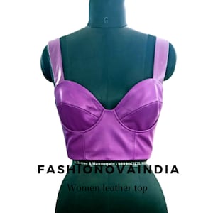 Handmade Women lambskin Leather top, very soft geniune Leather top,  Women's Vintage Leather top,Leather top in all colors