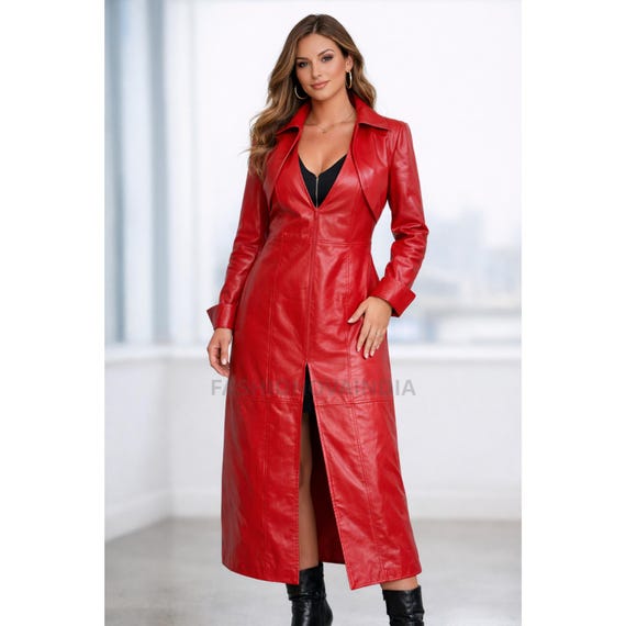 set leather dress Handmade Lambskin Gown and Shrug Set, V-Neck Long Sleeve 33ALUW79I8E908S00