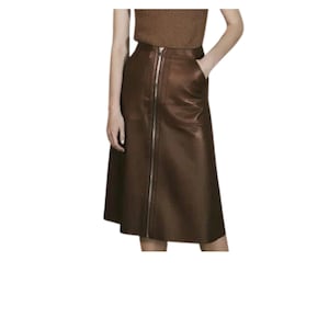 Handmade Women's Lamb Skin Leather skirt , geniune Leather skirt , Women's Full Leather skirt, Genuine Leather skirt Made To Order