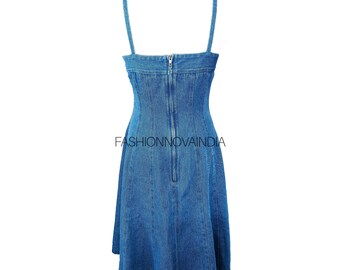 denim dress polyvore Custom Midi Dress: Stone-Washed A-Line, 90s Style breathable cotton denim Color::#55-Gray cute outfits polyvore Oxford shoes NWF bridesmaid dress for hourglass