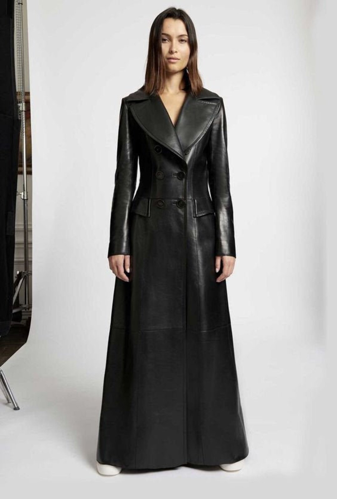 Handmade Women's Lamb Skin Leather Celebrity Coat , Leather