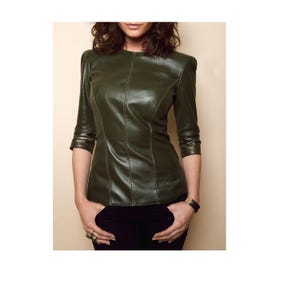 Handmade Women&#39;s Lamb Skin Leather Celebrity top ,  Leather top,  Women&#39;s Vintage Leather top ,Genuine Leather Top