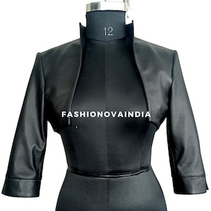 Handmade  Women's & Girls  Genuine  Lambskin Leather Cropped Motor Bolero Shrug Biker Jackets Slim Fit,3/4 long Sleeves Beautiful