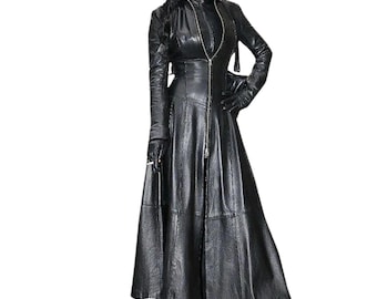 Handmade Women&#39;s lamb Skin Leather Dress , Leather Outfit, Leather Jacket , Women&#39;s Full Leather Coat, Genuine Leather Jacket