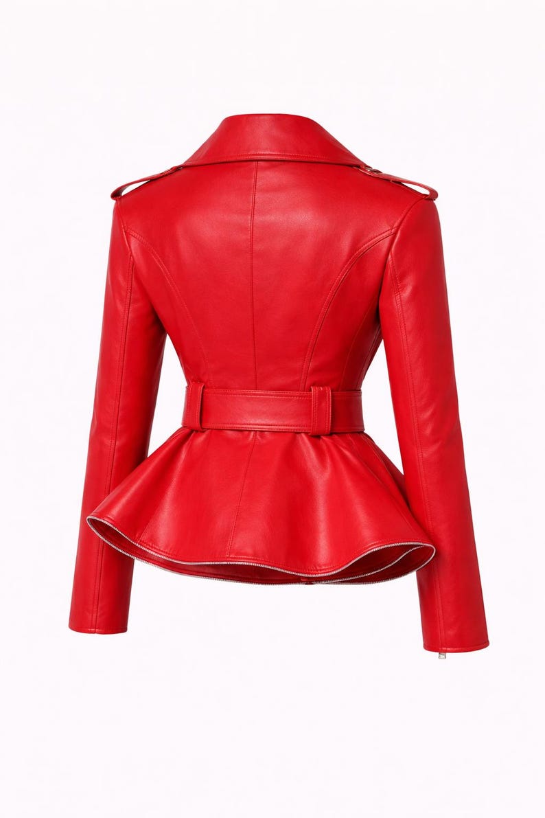 Chaqueta de motociclista de piel de cordero hecha a mano: estilo vintage para mujer imagen 5