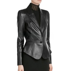Handmade Women&#39;s Lamb Skin Leather Celebrity Jacket , Leather Outfit, Leather Jacket  Women&#39;s Vintage Leather , Dress Genuine Leather Jacket