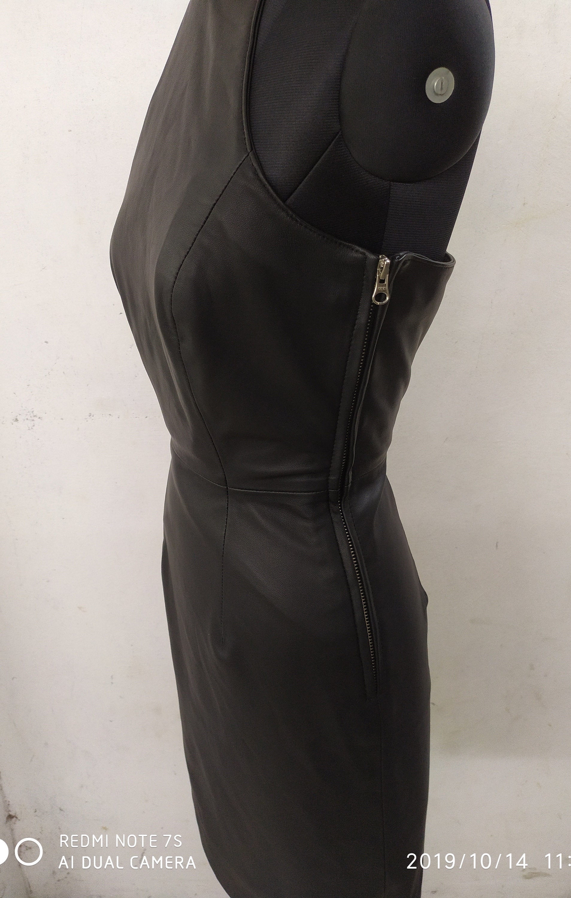 Handmade Lambskin Leather Mini Dress: Backless Party Outfit