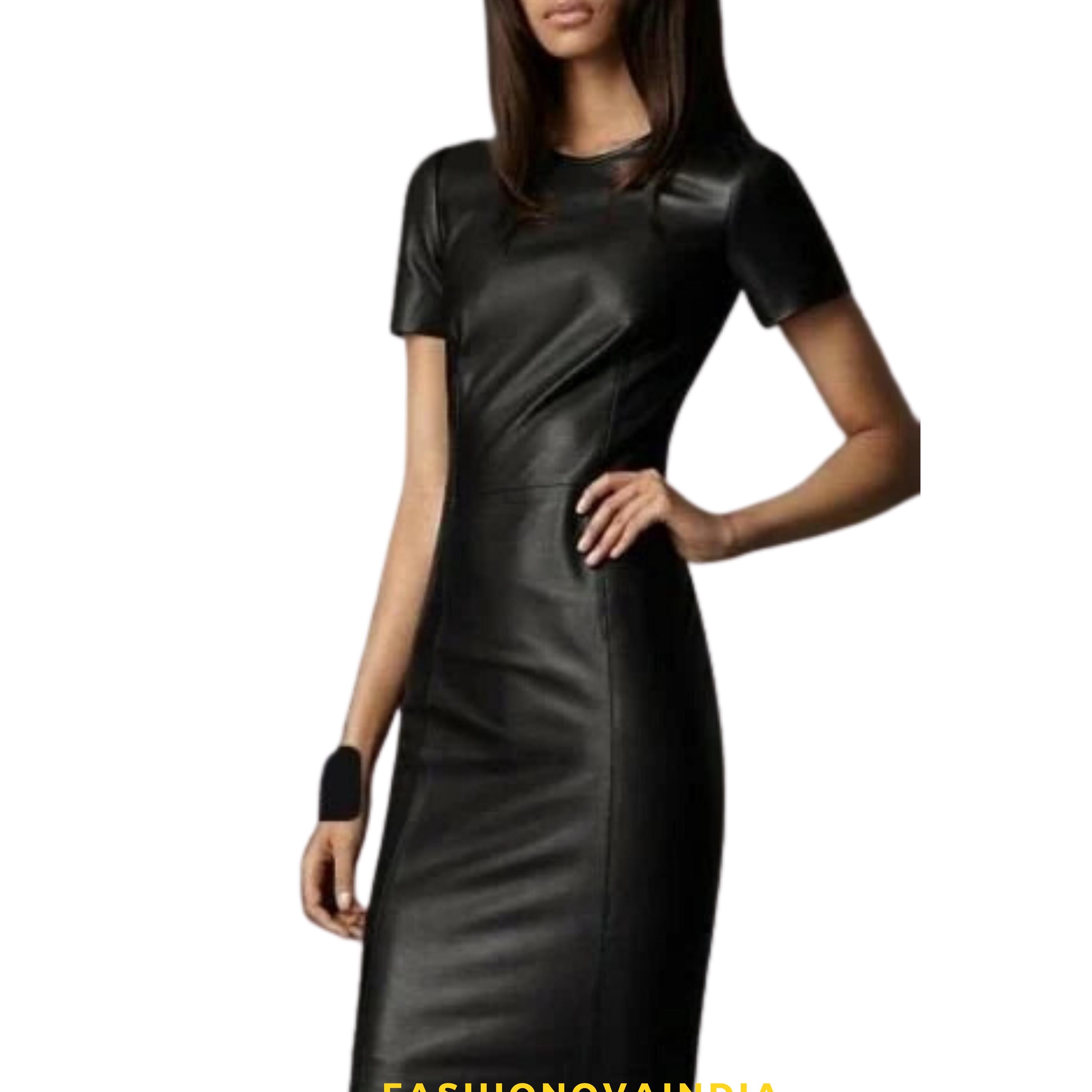 Handmade Lambskin Leather Dress: Women's Fitted Party Outfit