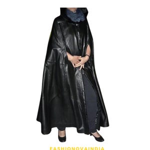 Handmade Women&#39;s lamb Skin Leather Long cape ,Soft Long leather cape, Women&#39;s flare Leather Long  cape, Genuine Leather Long cape