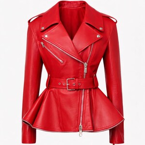 Chaqueta de motociclista de piel de cordero hecha a mano: estilo vintage para mujer imagen 4