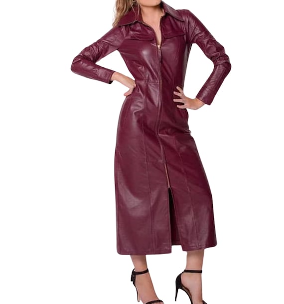 Lambskin Leather Coat Dress: Handmade Women's Outfit