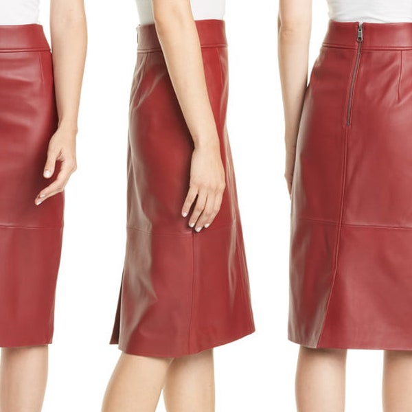 Handmade Women's Lamb Skin ,Leather skirt , Leather Outfit, Leather skirt , Women's Full Leather skirt, Genuine Leather skirt Made To Order