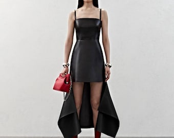 Handmade Lambskin Leather Dress: Women's Party Cocktail Club Wear