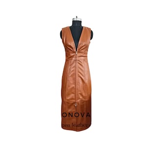 Handmade women&#39;s lamb Skin leather sleeveless dress, soft leather dress, genuine soft leather dress, , made-to-order