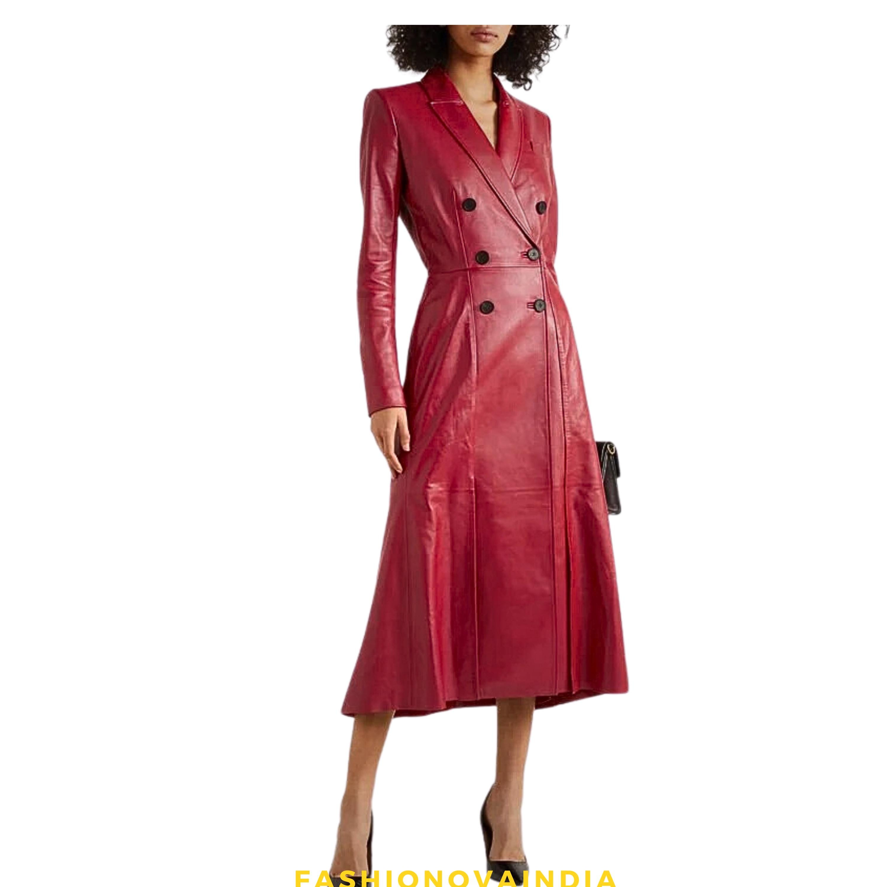 Handmade Lambskin Leather Dress Coat: Women's Genuine Leather Jacket Handmade Lambskin Leather Dress Coat: Women's Genuine Leather Jacket