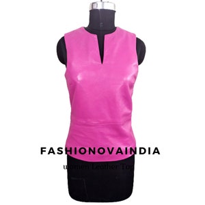 Handmade Women&#39;s Lamb Skin Leather Celebrity top ,  Leather top,  Women&#39;s Vintage Leather top ,Genuine Leather Top