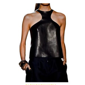 Handmade Women&#39;s Lamb Skin Leather Celebrity top ,  Leather top,  Women&#39;s Vintage Leather top ,Genuine Leather Top