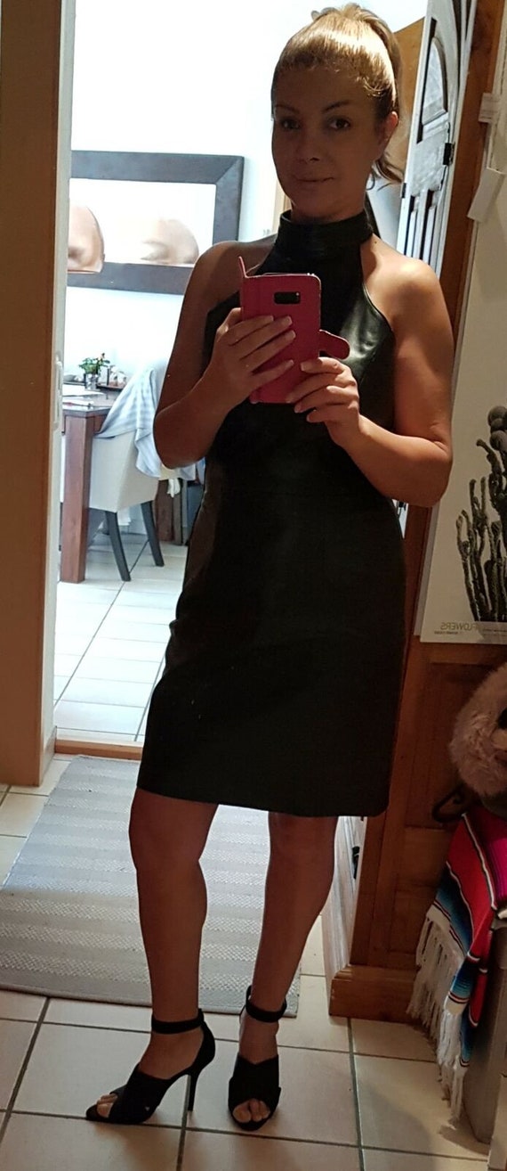 Handmade Lambskin Leather Mini Dress: Backless Party Outfit - Etsy Denmark