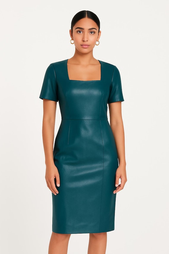 Handmade Lambskin Leather Dress: Women's Party Cocktail Outfit Handmade Lambskin Leather Dress: Women's Party Cocktail Outfit
