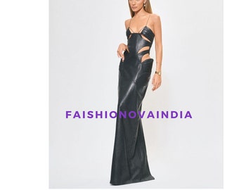 Handmade Women's Lamb Skin Celebrity Leather Dress , made to order