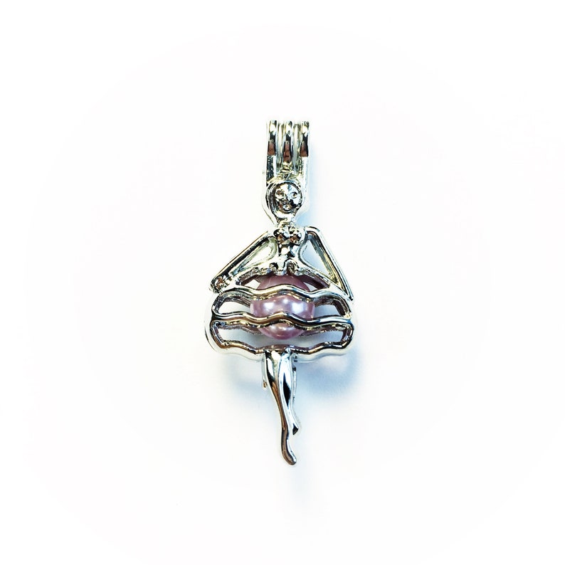 gift present pick an oyster Ballet Dancer Pearl Cage with mount pick necklace bracelet earrings key chain zipper pull