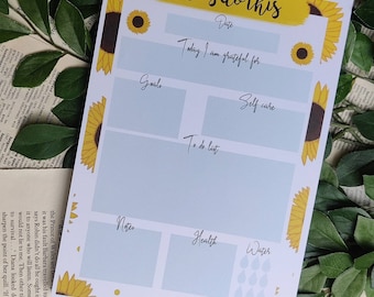 50/60/80/100 page Sunflower daily planner to-do list self-care tear-off notepad pages