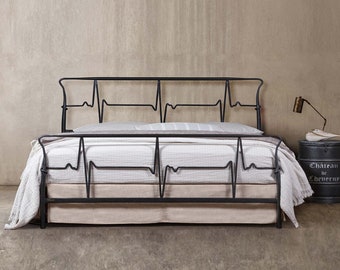 Metal Platform Bed With Elegant Design | Wrought Iron Bed Frame - HEARTBEAT | Minimalist Bed Given Couple Best Sleep Environment