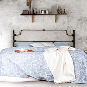 Modern Style Wrought Iron HEADBOARD -Model CALYPSO | Elegant Lodge Farmhouse Headboard With Mid Century Charm | Antique Industrial Furniture