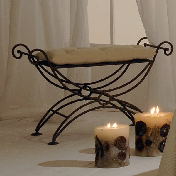 Vintage vanity seat, make up boudoir VOLCANO with detachable pillow | bedroom bench | ottoman | stool