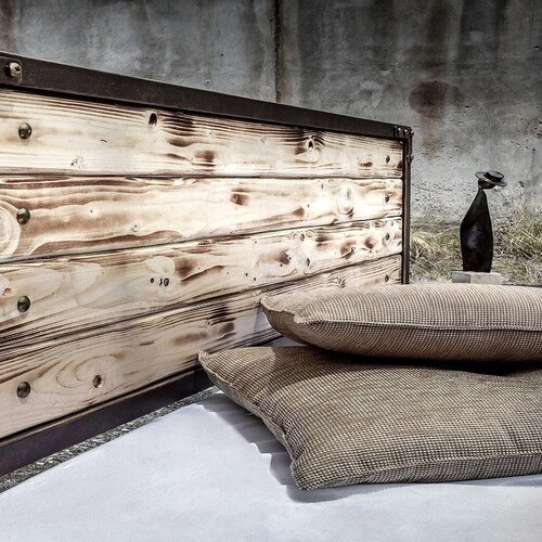 Handmade Wrought Iron Wood HEADBOARD – MIRTO Industrial Metal Bedroom Decor