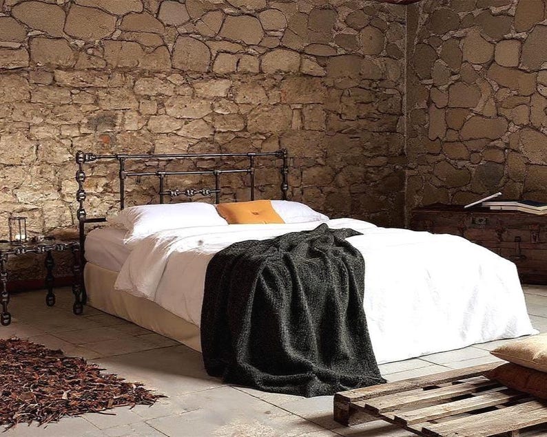 Industrial Metal Bed Frame 160x200 180x200 ARETI Anchor Chain Design image 6