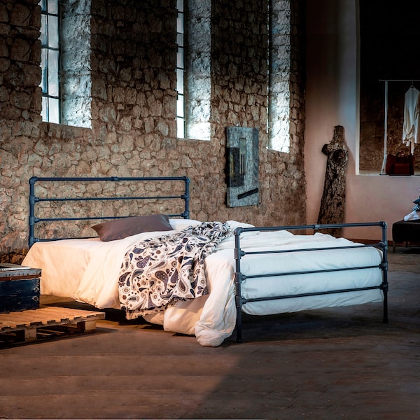 Lit metal, Handmade iron bed industrial design - Model Roxani