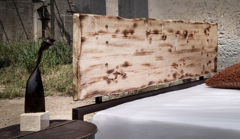 Stylish And Stable Industrial Design Handmade Iron Bed - Model DAFNI | Nature Charming Iron & Wooden King Size Queen Bed | Farmhouse Decor