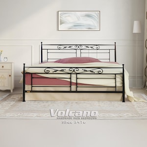 Ręcznie robiona rama łóżka z kutego żelaza – VERONA Classic 160x200, europejski styl Shaker