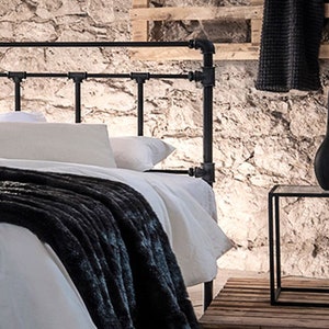 IRIS Handmade Wrought Iron Headboard – Industrial Geometric Metal ...