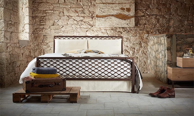 Industrial Metal Bed Frame 160x200 180x200 DIMITRA Diamond Design Handmade Loft Design image 8