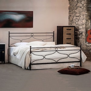 Pretty Timeless Blacksmith Style Handmade Iron Bed NEMESIS | Elevate Your Bedroom With Classic Elegance And Craftsmanship Headboard Art Bed