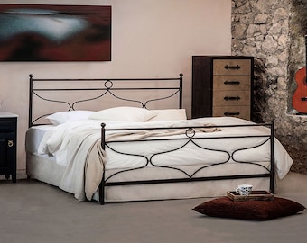 Pretty Timeless Blacksmith Style Handmade Iron Bed NEMESIS | Elevate Your Bedroom With Classic Elegance And Craftsmanship Headboard Art Bed