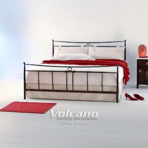 Łóżko metalowe 160x200 180x200 ALEXIA – rama z kutego żelaza, ręcznie robione, podwójne, klasyczny design w stylu vintage