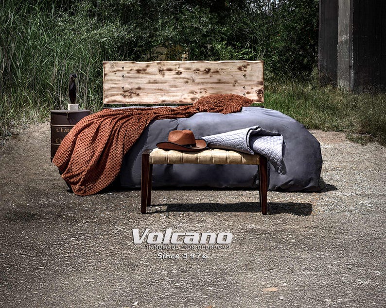 Industrial Metal and Wood Bed DAFNI – Loft Iron Bed Frame 160x200 180x200