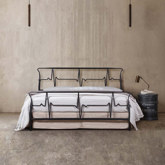 Metal Platform Bed With Elegant Design Wrought Iron Bed Frame HEARTBEAT Minimalist Bed Given Couple Best Sleep Environment Etsy UK