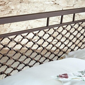 Wrought Iron Bed EKAVI | Industrial-Style Bed With Wrought Iron And Iron Grid Designbed Frame | Headboard and Footboard Iron Bed Frame